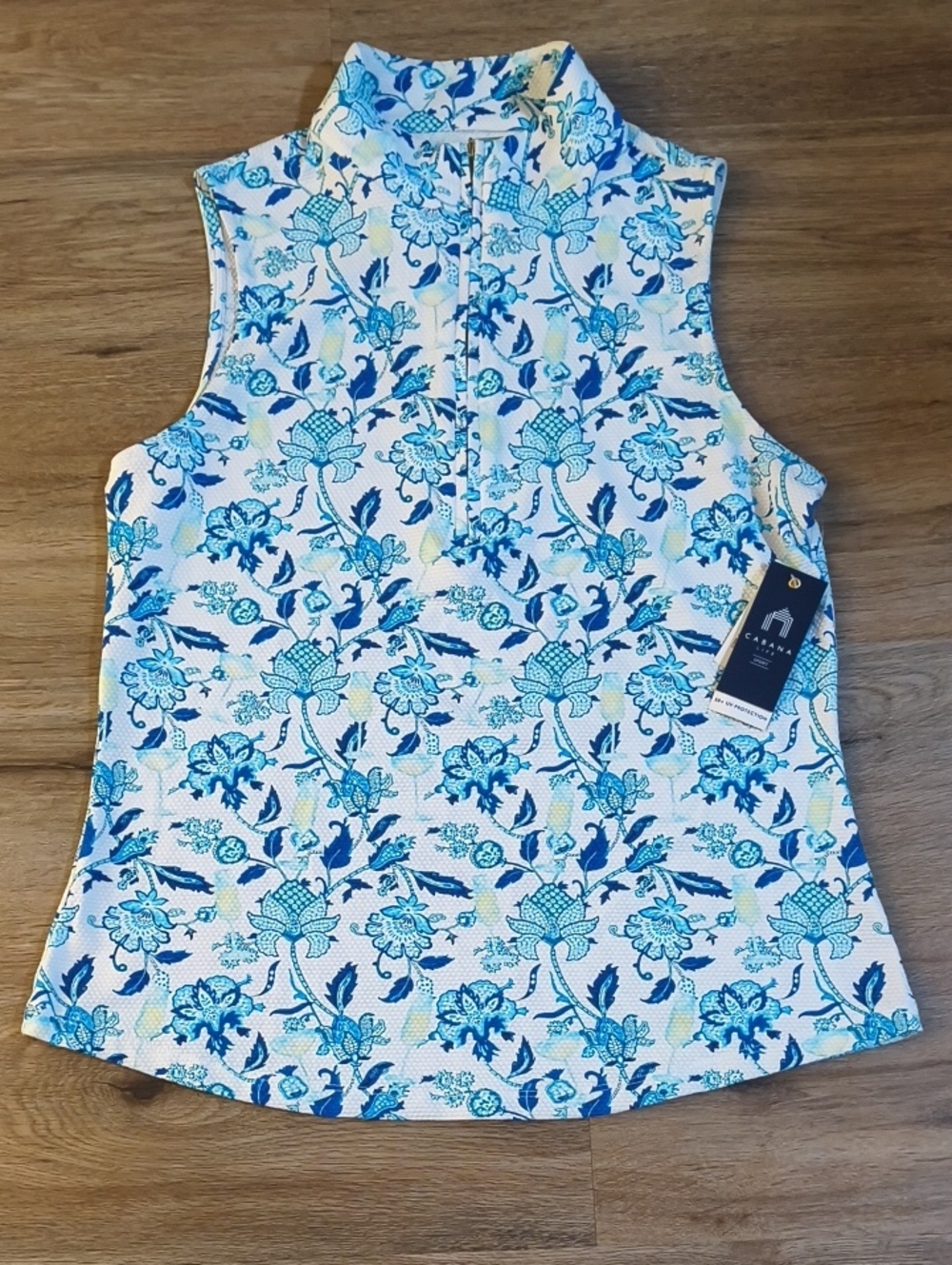 Cabana Life White Tank with Blue Floral Print